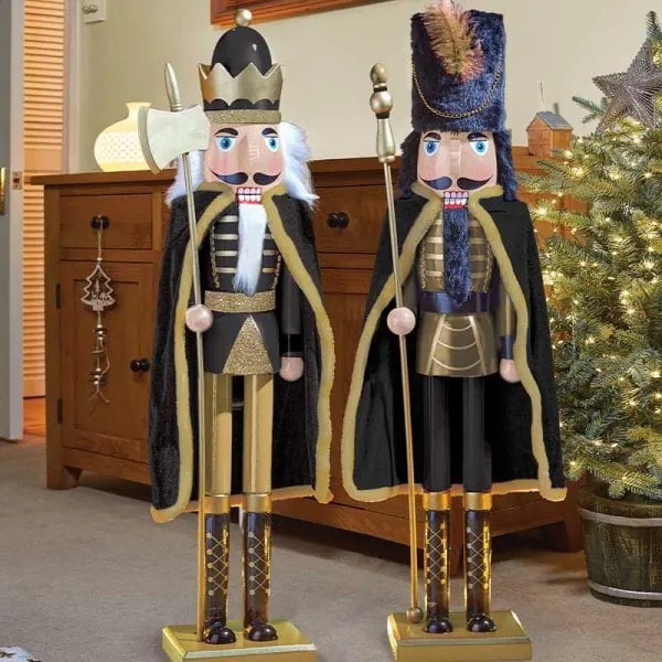 Karácsonyi diótörő figura dekoráció fekete/arany 60 cm - 2 féle