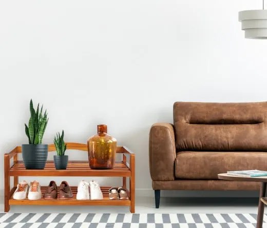 Casaria® Akácfa cipőtartó állvány - 2 szintes