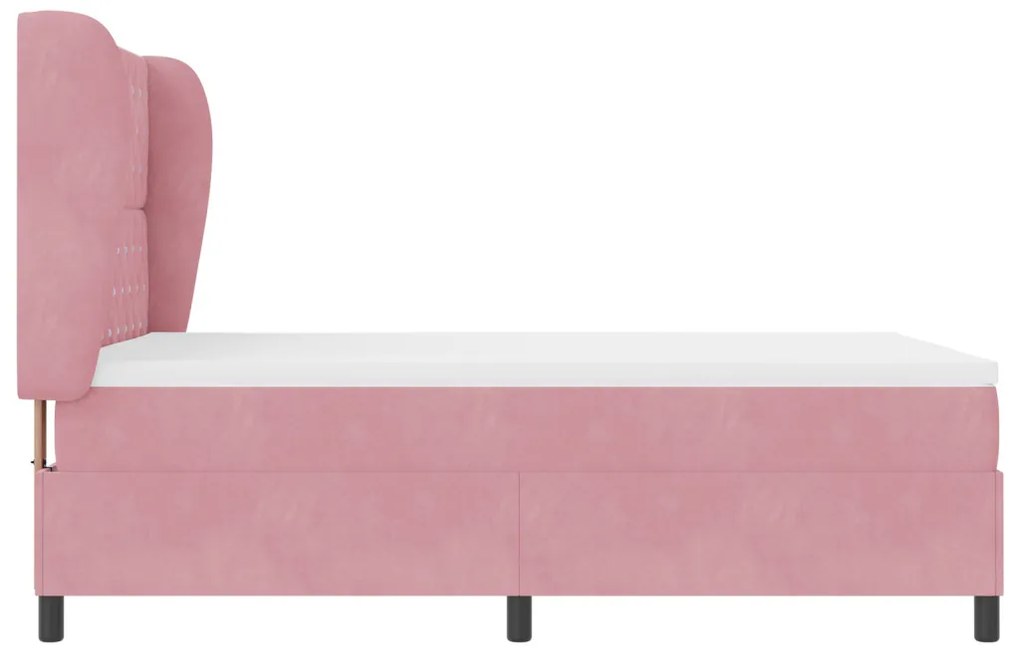 Boxspring Ágy Matrac Szett Rózsaszín 160x200 cm Bársony