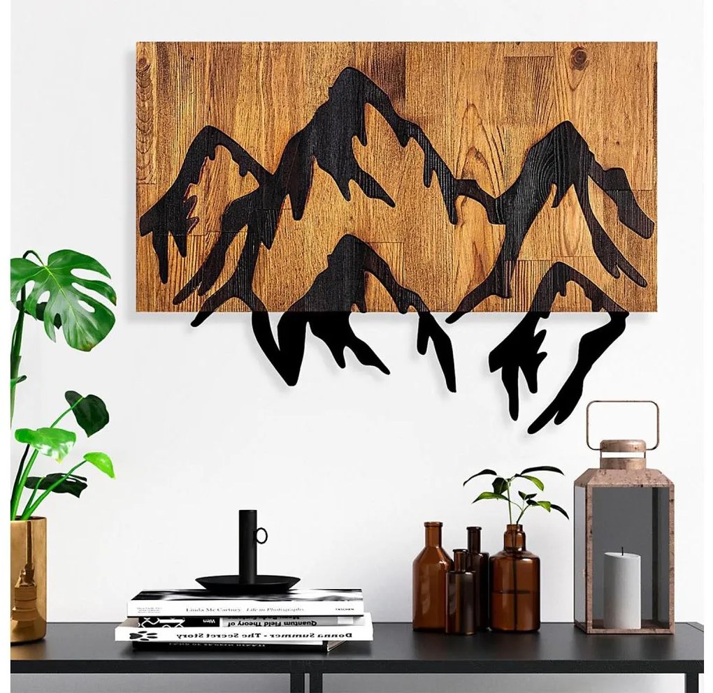 Fali dekoráció 58x44 cm hegy motívum fa/fém