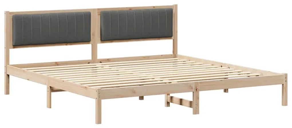 Ágykeret fejtámlával Sötétszürke 200 x 200 cm Tömör fenyőfa