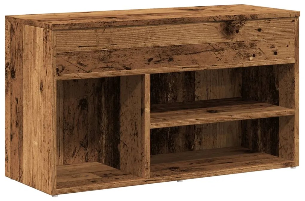 antik fa színű szerelt fa cipőtároló pad 80 x 30 x 45 cm