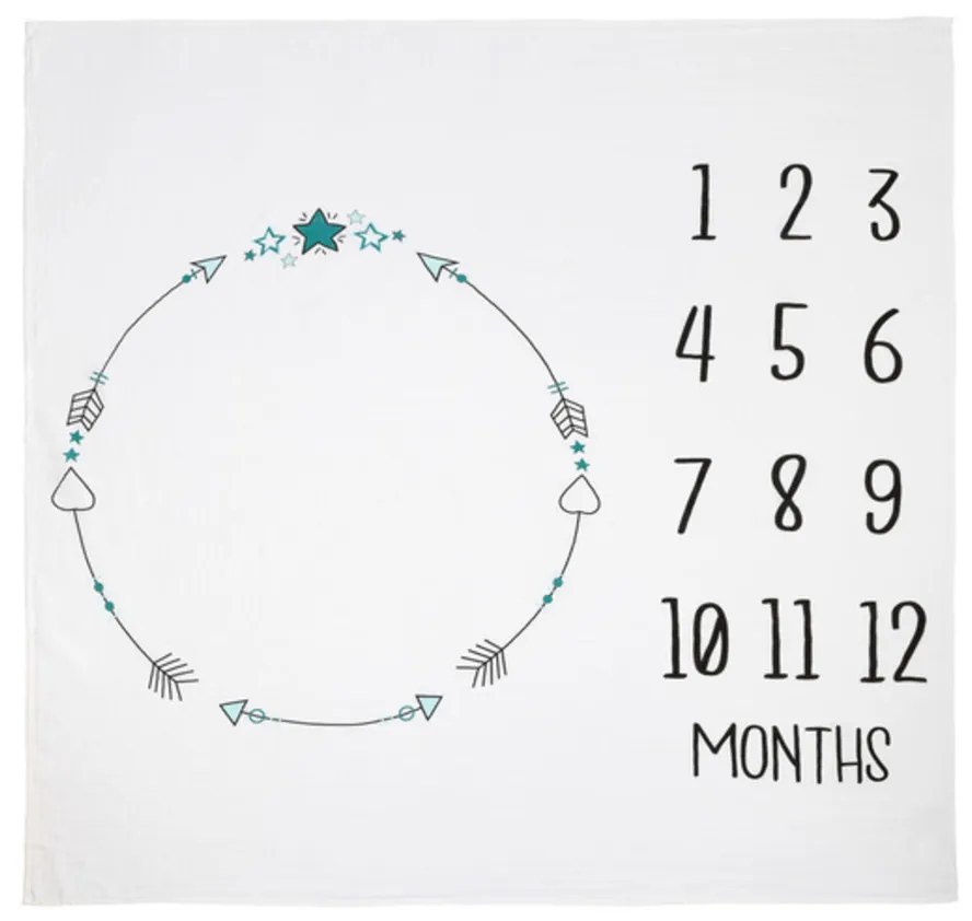 Milestone muszlin pelenka/takaró 120x120 cm Boho Sensillo, fehér