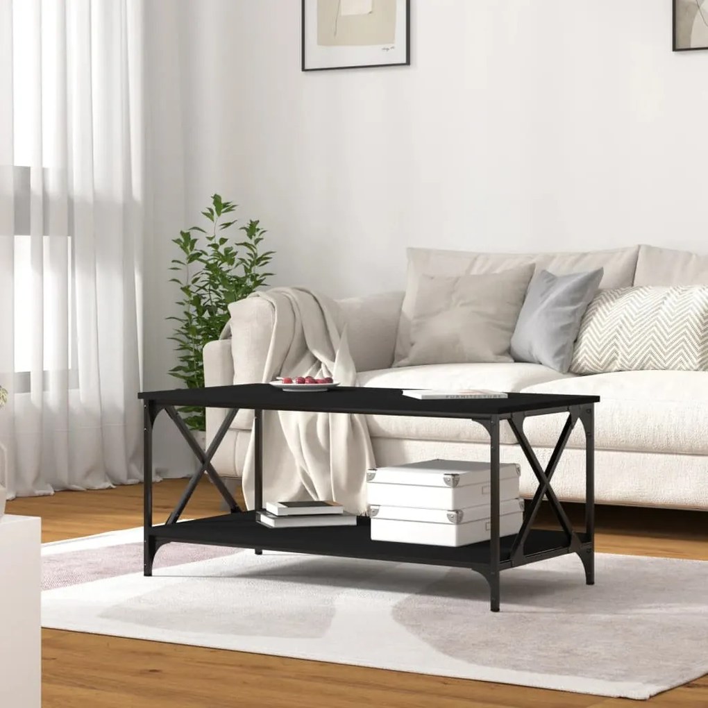 Fekete szerelt fa dohányzóasztal 100 x 50 x 45 cm