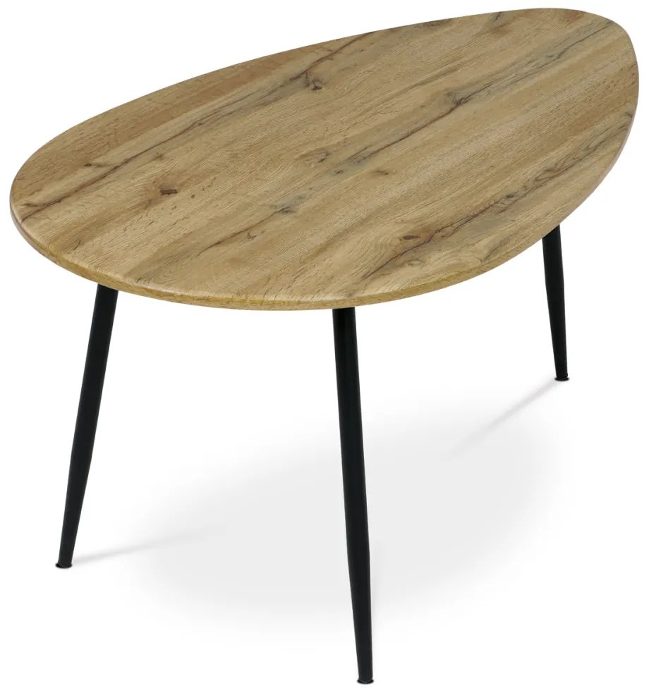 Măsuță de cafea modernă din stejar cu picioare din metal negru. AF-3012