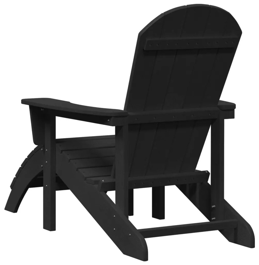 Adirondack szék lábtartókkal 2 db Fekete HDPE