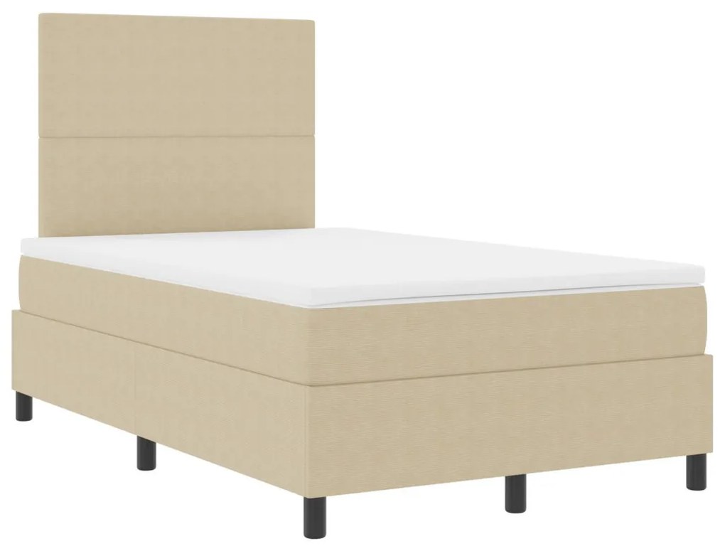 Box Spring Ágy matraccal, Világos Zöld Szürke, 120x200 cm, Vászon Anyag