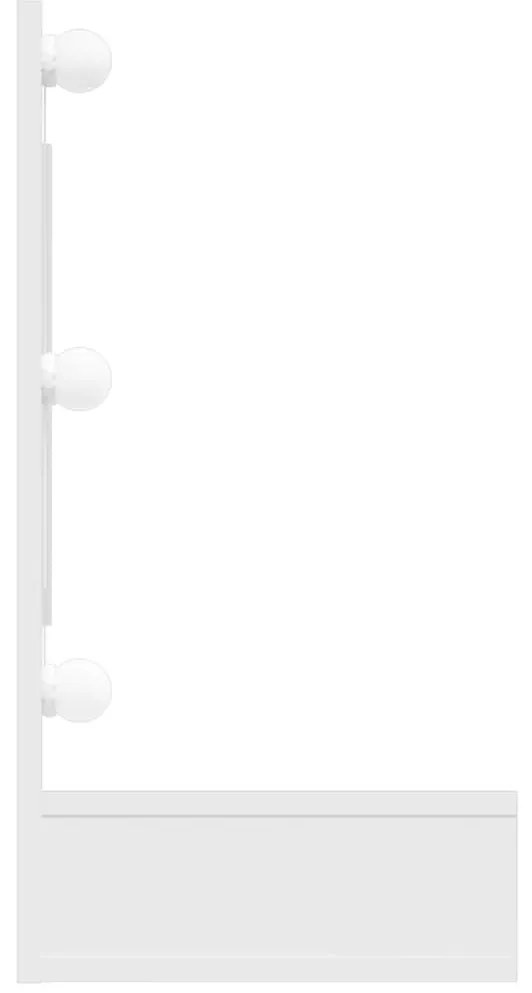 magasfényű fehér tükrös szekrény LED-ekkel 90 x 31,5 x 62 cm