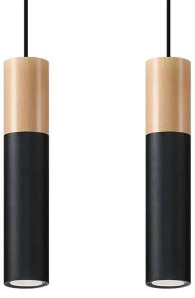 Sollux SL.0633 - Csillár zsinóron PABLO 2xGU10/40W/230V fekete