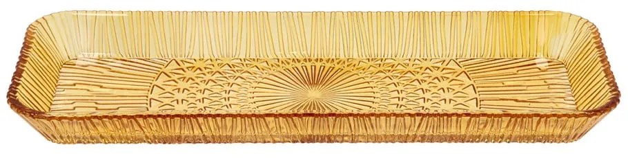 Narancssárga üveg szervírozó tányér 14x38 cm Kusintha – Bitz