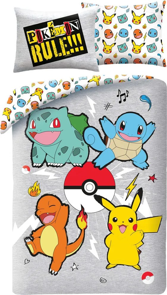 Pokémon Rule! ágyneműhuzat 140×200cm, 70×90 cm microfibre