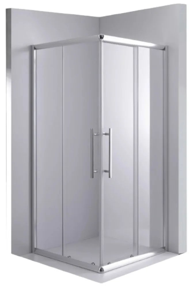 Stuxi Nizza 80x80 cm szögletes két tolóajtós zuhanykabin 6 mm vízlepergető biztonsági üveggel, króm elemekkel, 190 cm magas