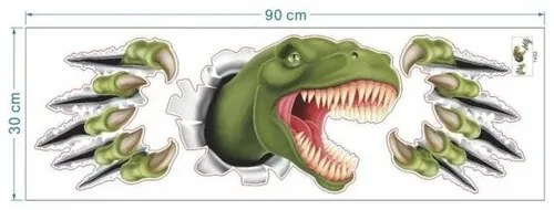 Öntapadó dekoráció 3D Dinosaurus, zöld