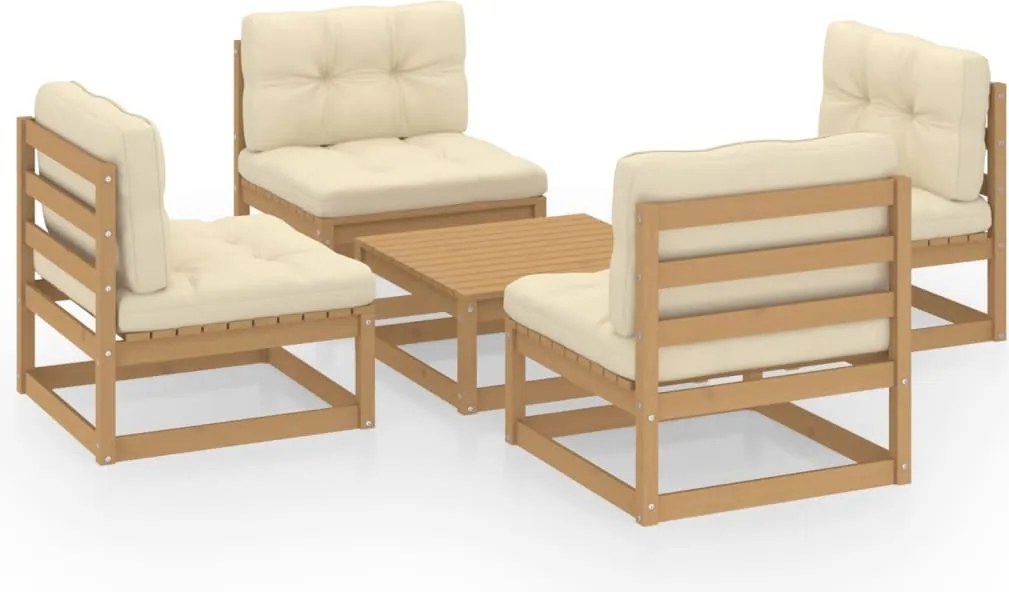 vidaXL 5 részes tömör fenyőfa kerti ülőgarnitúra párnával