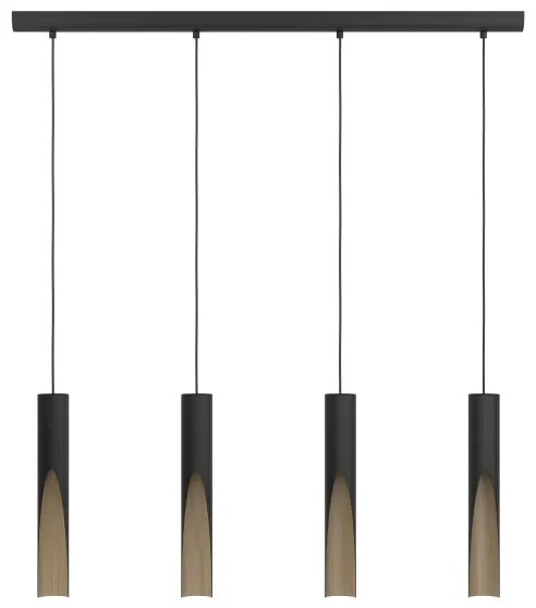 Eglo 901733 - LED Csillár zsinóron BARBOTTO 4xGU10/4,5W/230V 3000K fekete/barna
