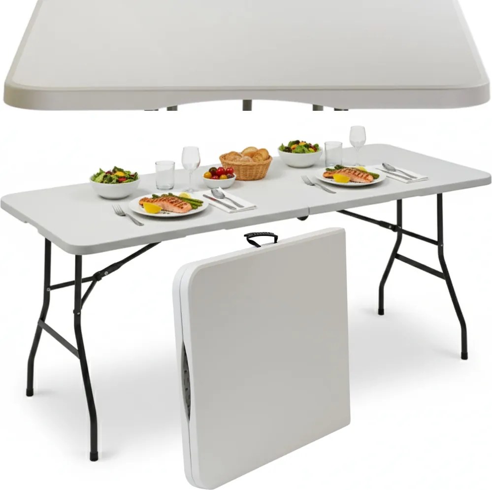 Kerti Asztal Összecsukható Bőrönd 180cm kemping catering