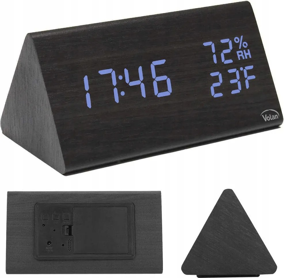 Óra Ébresztőóra Elektronikus Led Fa Álló – Dátum Hőmérő Higrométer