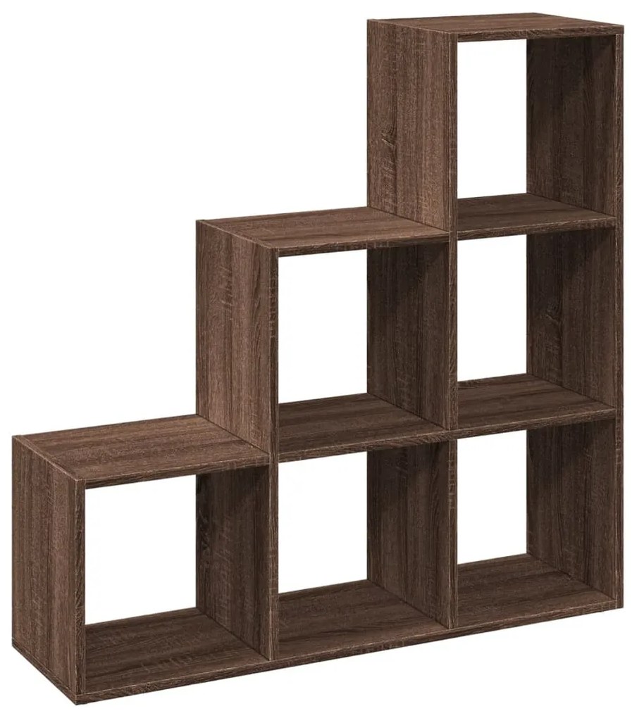 3 szintes barna tölgy fa térelválasztó könyvespolc 99x29x99 cm