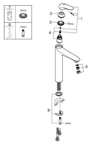 GROHE 23719003 - EUROSTYLE XL mosdócsaptelep, fényes króm