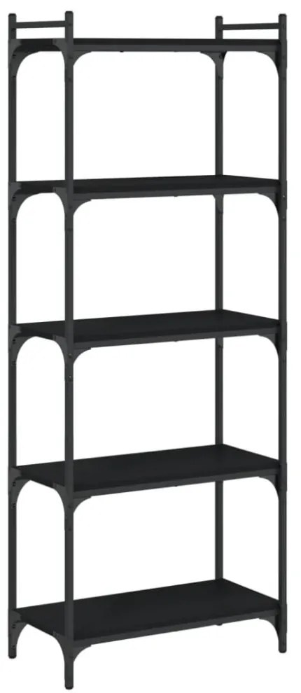 5 szintes fekete szerelt fa könyvespolc 60 x 30 x 154 cm