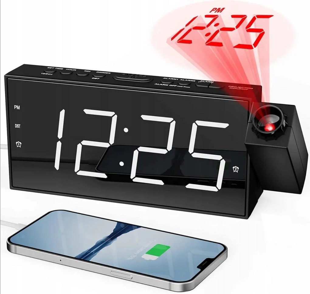 Mesqool Ébresztőóra Digitális Óra 180°-BAN Forgatható Projektorral CR1001F