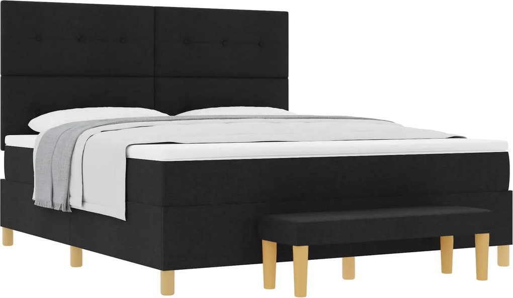 vidaXL Boxrugós ágy matracmal fejtámlával Fekete 180 x 200 cm szövet