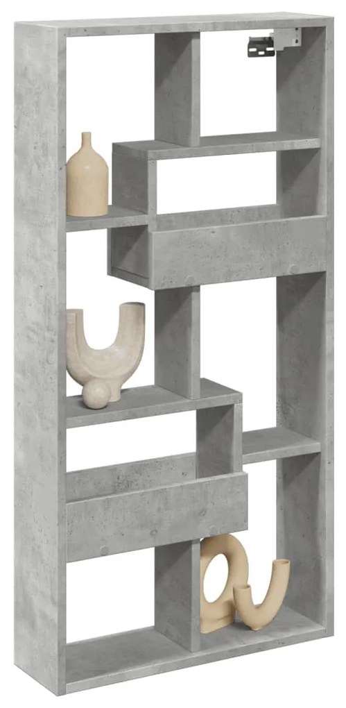 betonszürke szerelt fa faliszekrény 50 x 15 x 100 cm