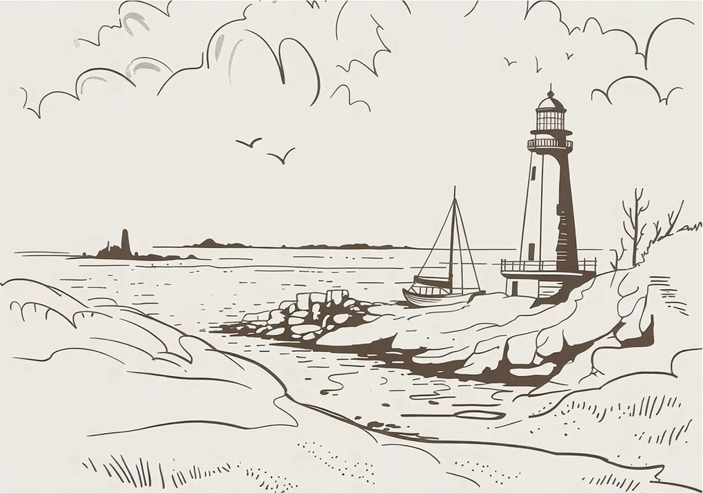 Flizelin tapéta Divatos 3D fali tengerparti tájkép 312x219 ragasztóval