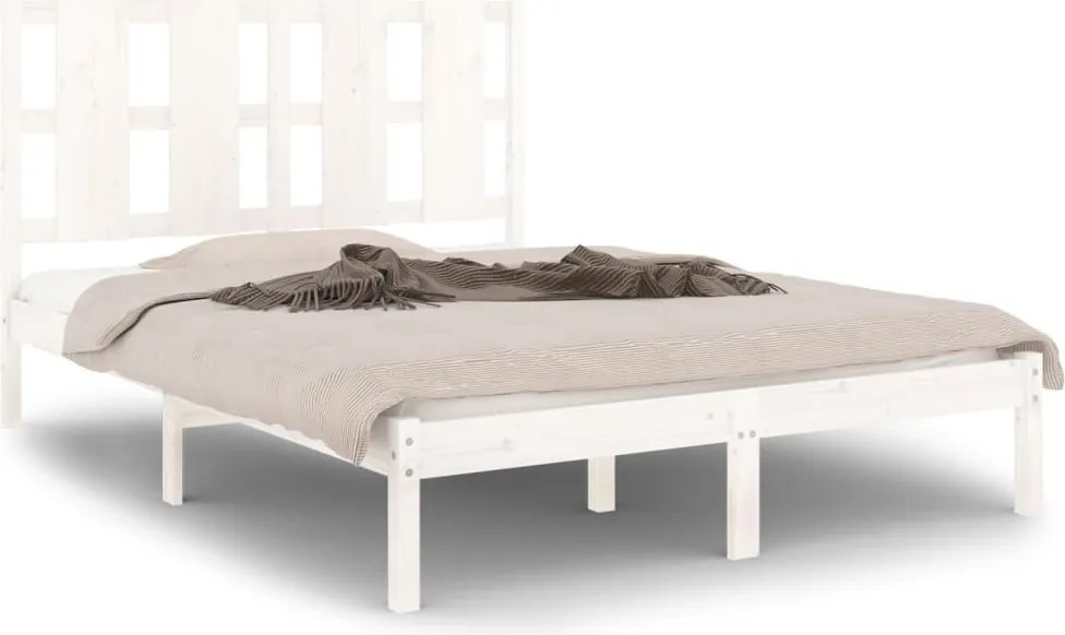 vidaXL fehér tömör fenyőfa ágy matrac nélkül 140x190 cm