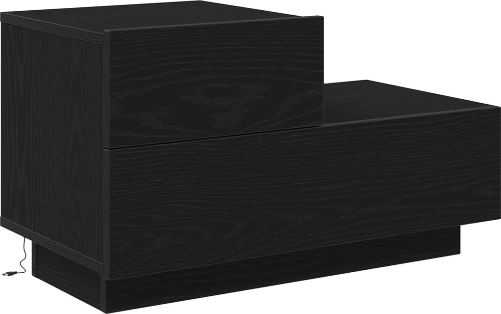 vidaXL Éjjeliszekrény fiókkal Fekete tölgy 70 x 36 x 40,5 cm Faanyag