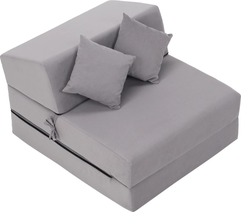 Összecsukható matrac/fotel, 2v1, világosszürke, PELOS