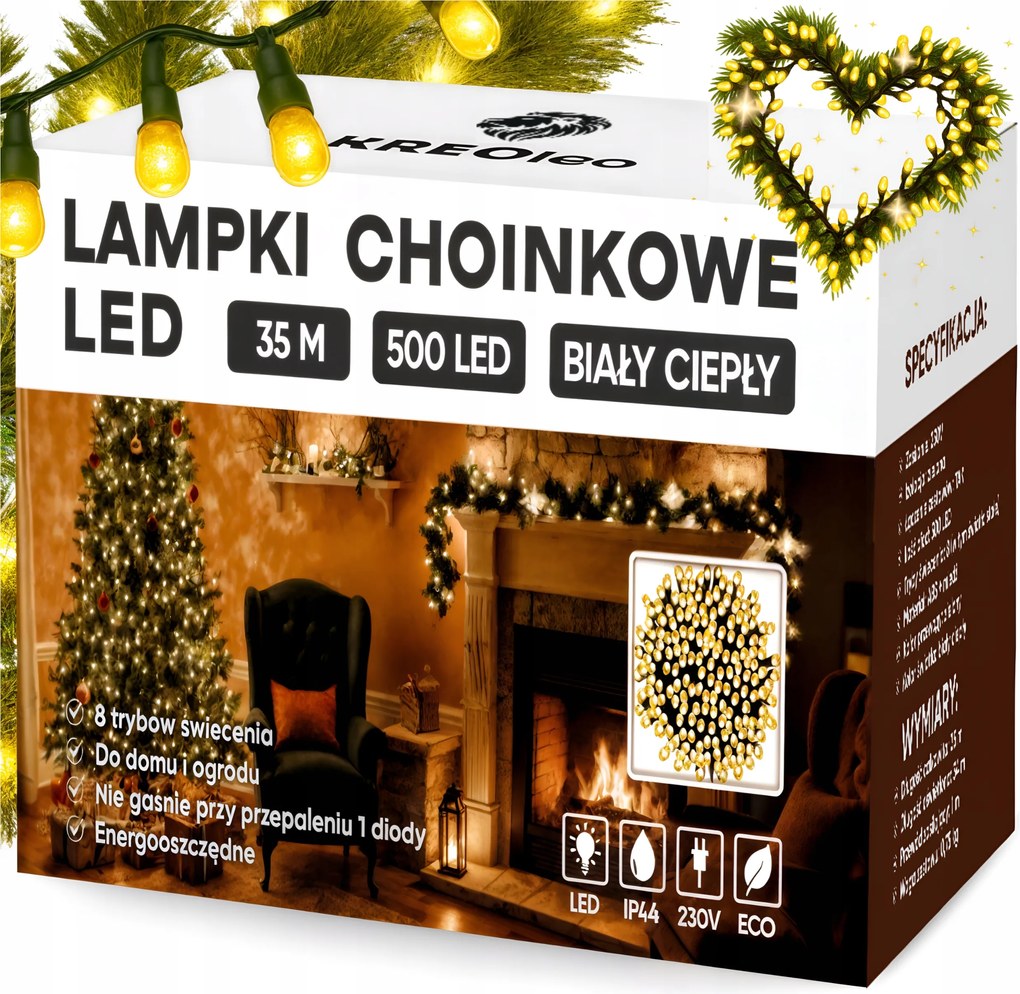 Erős Karácsonyfa Lámpák 500 Led Karácsonyi Világítás Kültéri/beltéri Fehér Meleg