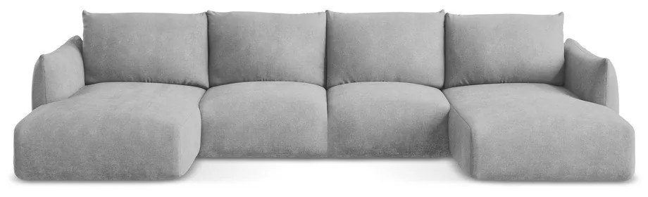 Világosszürke zsenília kinyitható sarokkanapé (U alakú) Leila – Makamii