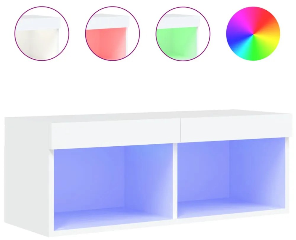 fehér TV-szekrény LED-világítással 80 x 30 x 30 cm