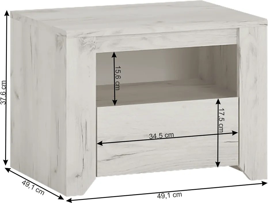 Éjjeliszekrény typ 95, fehér craft, ANGEL