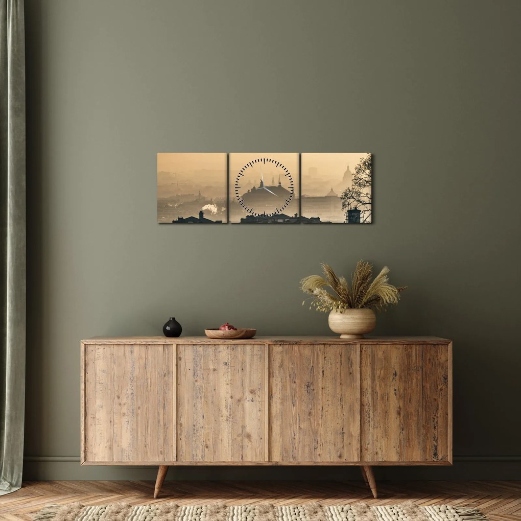 Kép - Város köd alatt (órával) (90x30 cm)