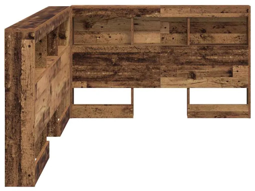 Tároló fejtámla polcokkal fejtámlával Régi fa 120 cm Faanyag