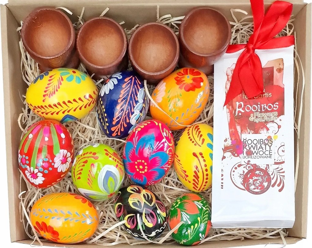 Festett Húsvéti tojások 10 db Húsvéti tojások Fa tojástartó poharak