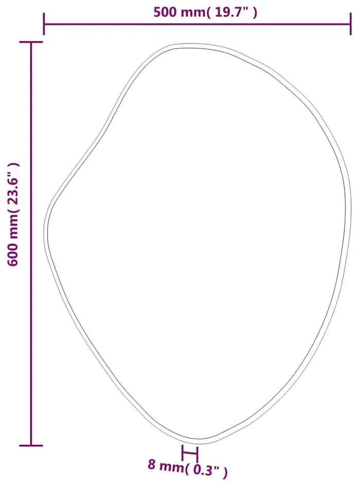 ezüstszínű falitükör 60x50 cm