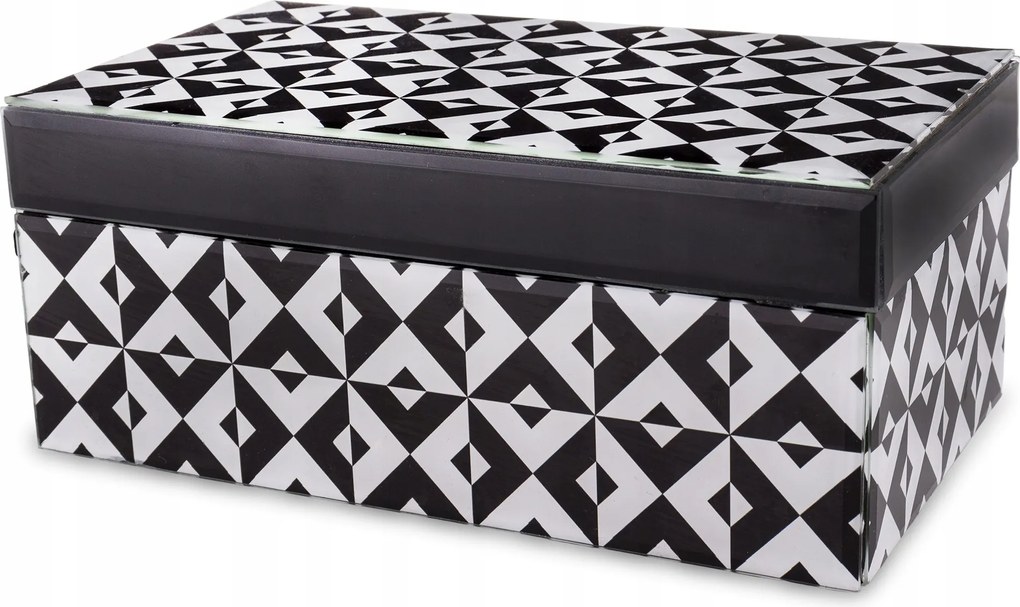 Glamour Üveg Ékszerdoboz Elegáns Fekete Fehér 21x9 CM