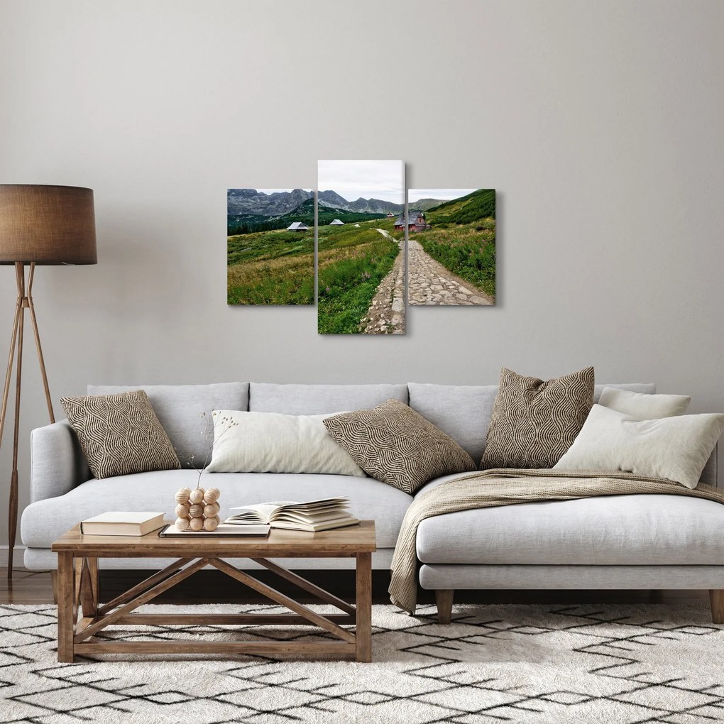 Kép - Hegyi táj házakkal (90x60 cm)