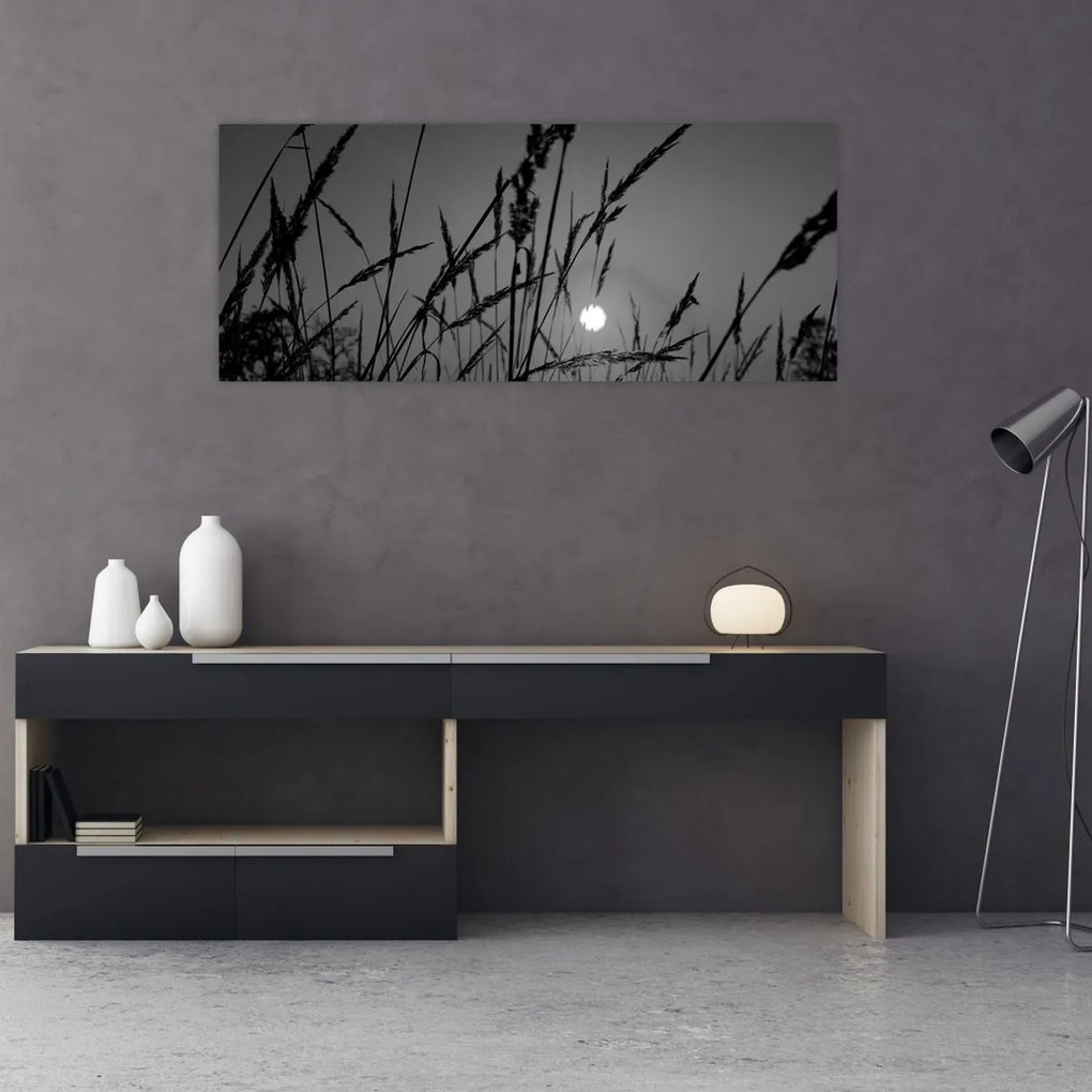 Kép - rét naplementével (120x50 cm)