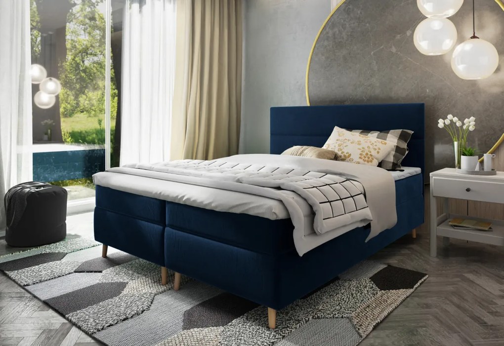 LANTA kárpitozott boxspring ágy, 140x200,  kronos 07