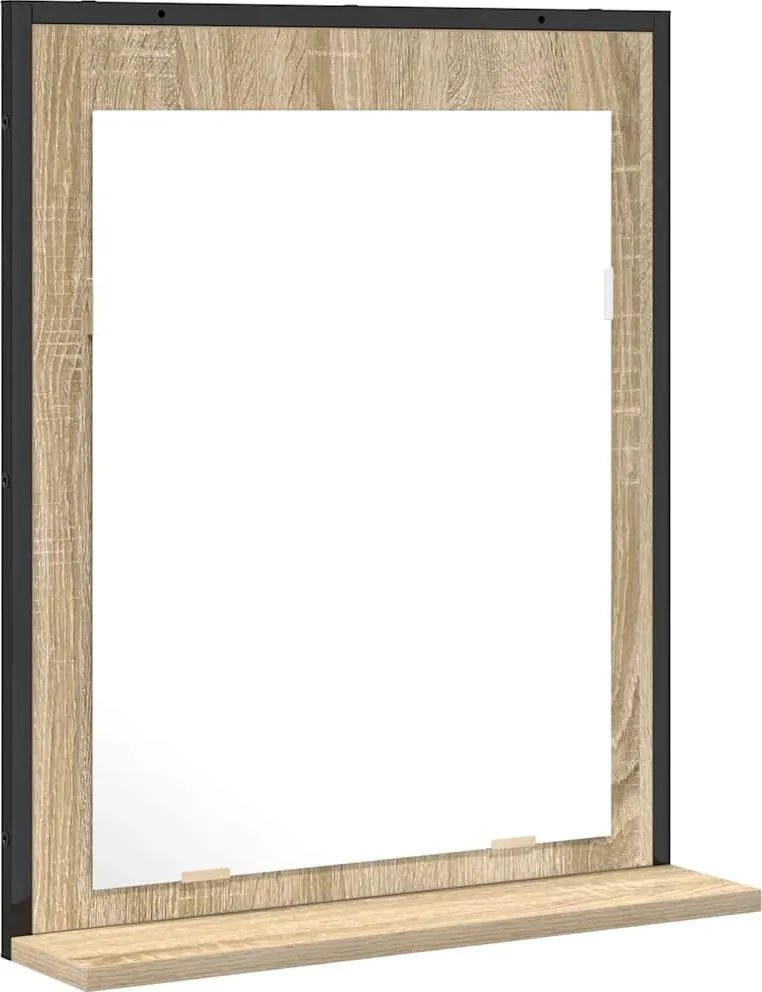 vidaXL Fürdőszobai tükör Fekete 50 x 12 x 60 cm Üveg és Műszaki Fa