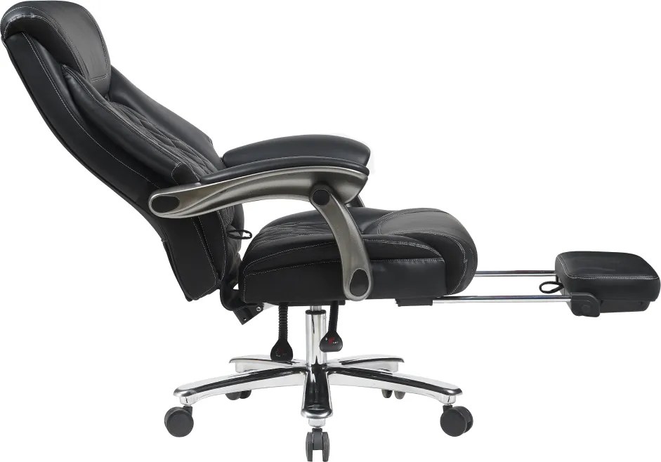 Irodai szék, fekete ekobőr/króm, teherbírás 150 kg, URIEN