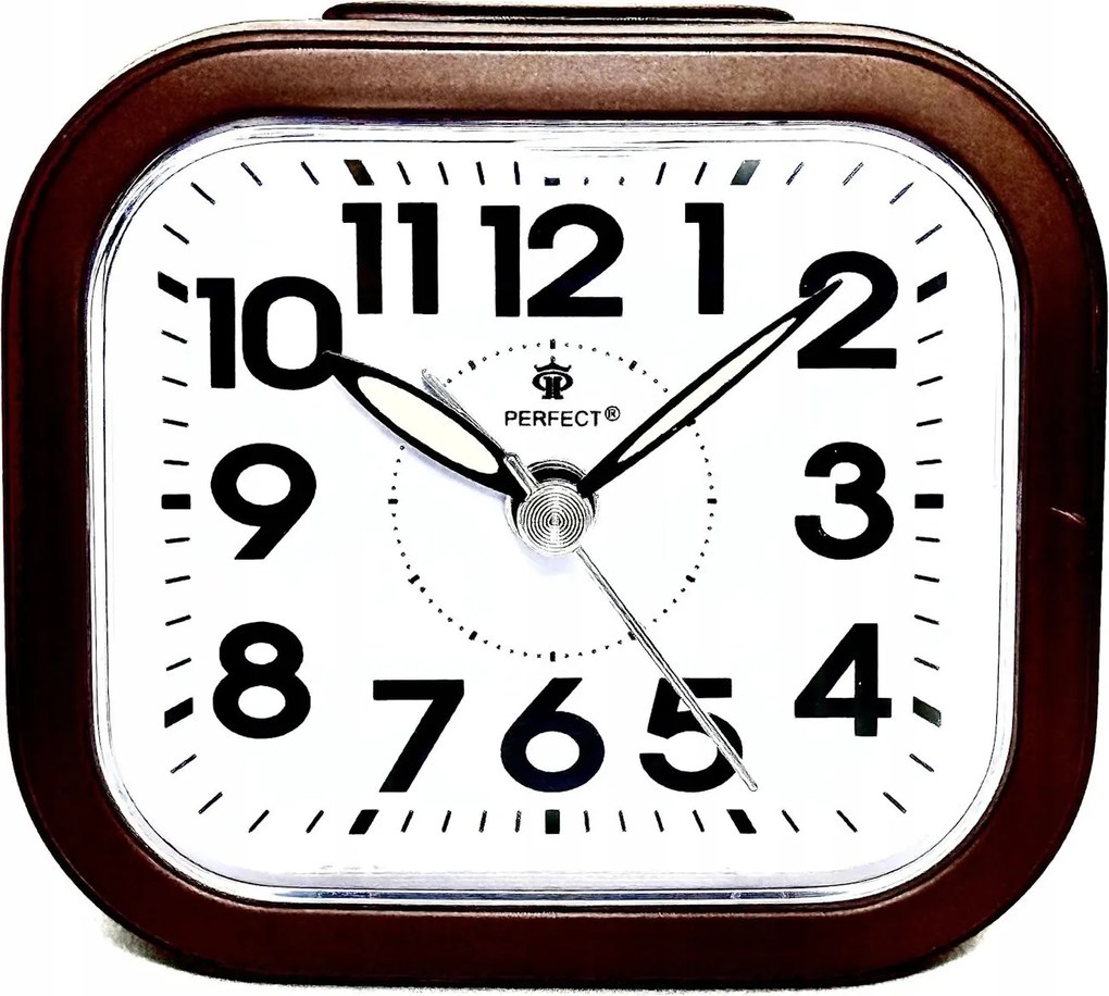 Barna Téglalap Alakú Ébresztőóra Perfect BB08006 Szundi Háttérvilágítás 8x7 cm
