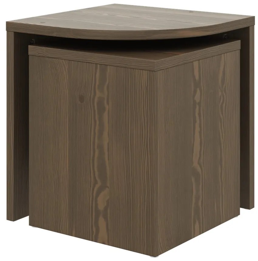 Sötétbarna borovi fenyő dohányzóasztal szett 2 db-os Combine – Karup Design