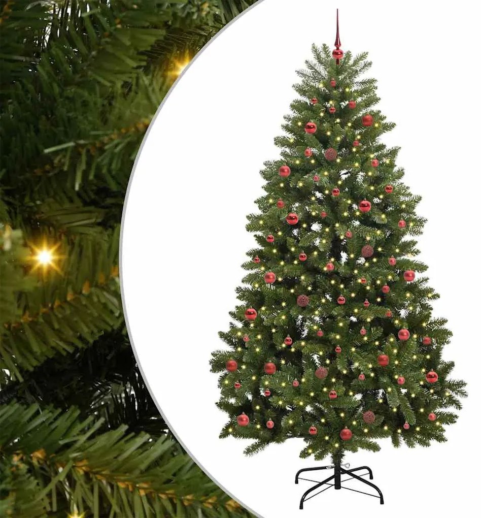 Mű karácsonyfa 300 LED-del állvánnyal Zöld 240 cm PVC és fém