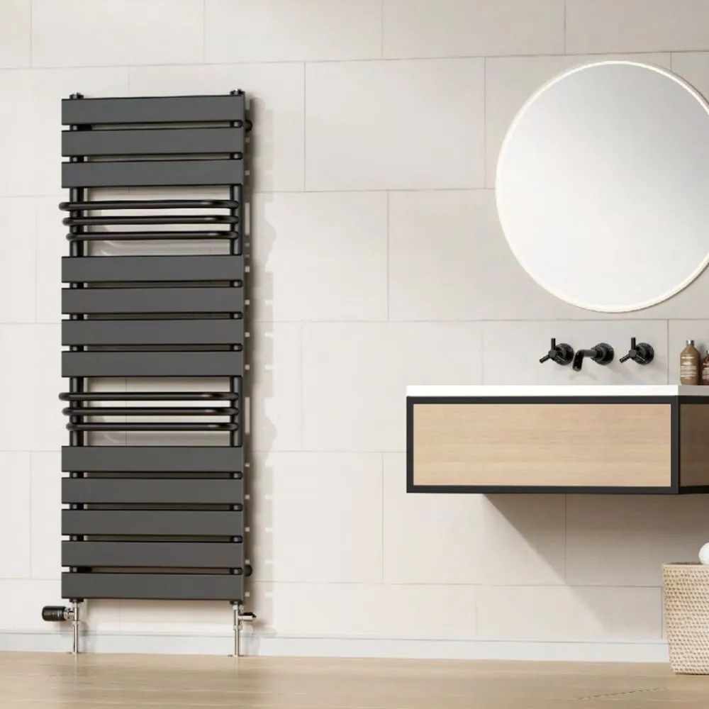 Design törölközőszárító radiátor fekete 500x1290mm Welland Lux | Készletről | Gyors kiszállítással