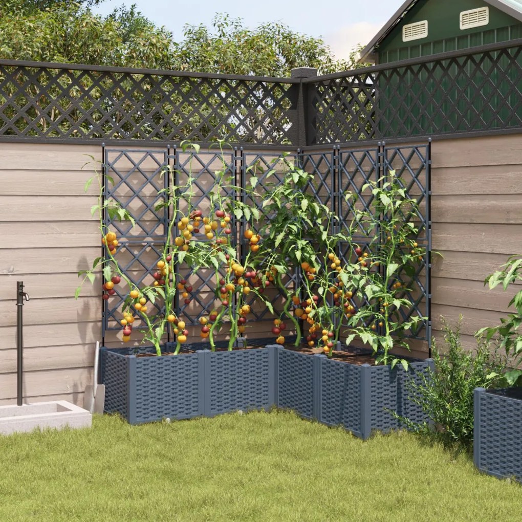 Kert Virágcserép Trellis-szel 5 db Világosszürke 120x120x143 cm